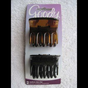 2 Goody Short Medium Large Claw Clips Hair Jaw Plastic Black Brown Tortoiseshell